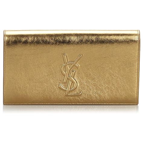 yves saint laurent gold clutch|authentic YSL handbag clutch.